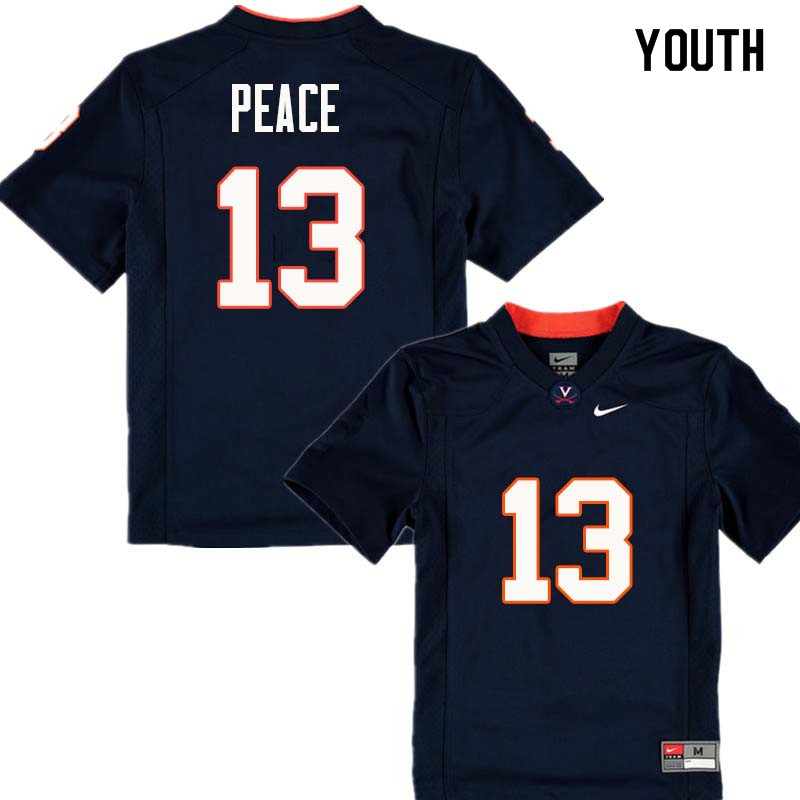 Youth #13 Chris Peace Virginia Cavaliers College Football Jerseys Sale-Navy - Click Image to Close